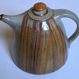 Vintage teapot in glazed stoneware multicolored stripes