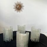 Set of 4 large doria wall lights in glazed glass design from the 60s vintage 3 lights
