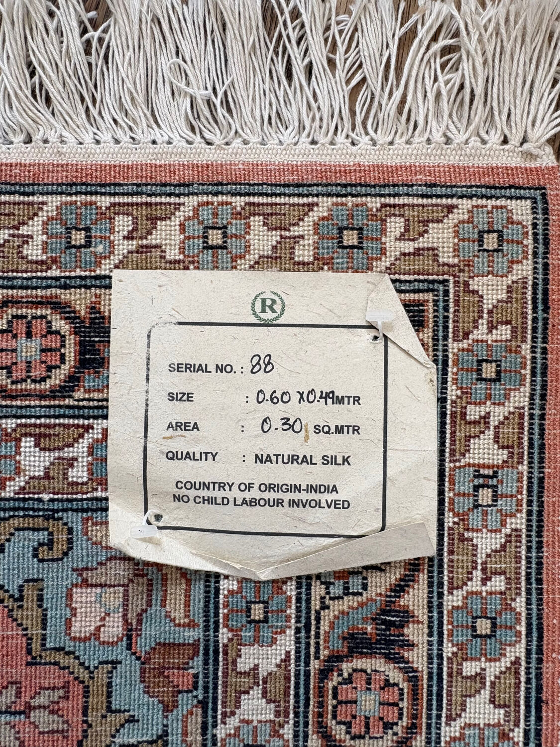 Cashmere silk carpet