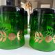 8 green glass water glasses Directoire style