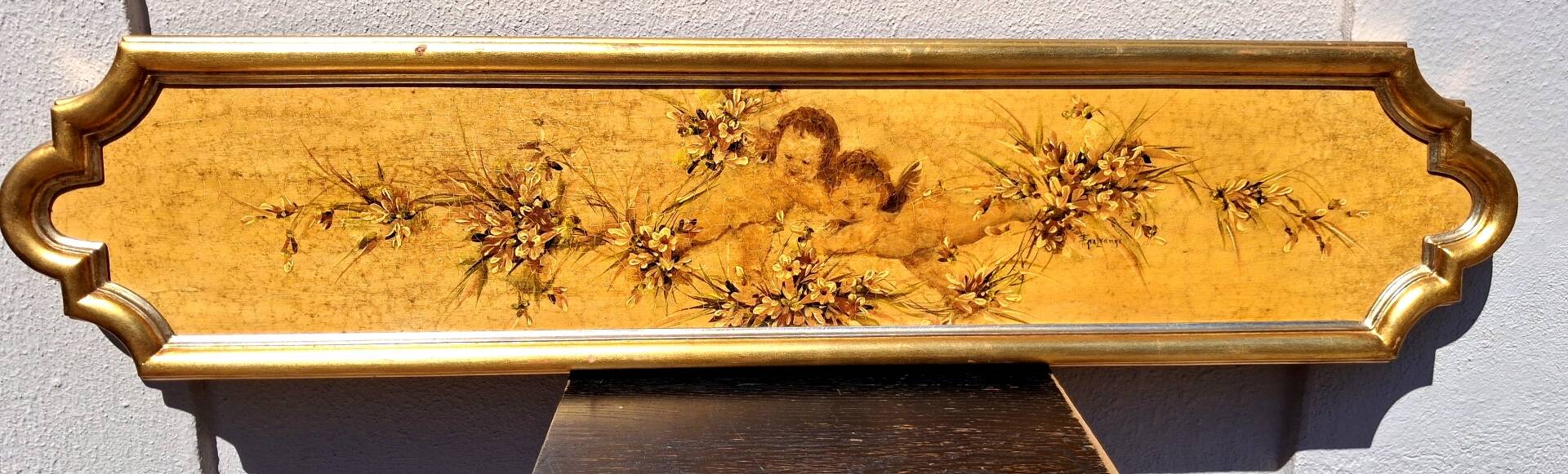 Vintage Venetian fresco, headboard, baroque art