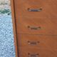 Commode vintage en chêne blond pieds compas 4 tiroirs 1950
