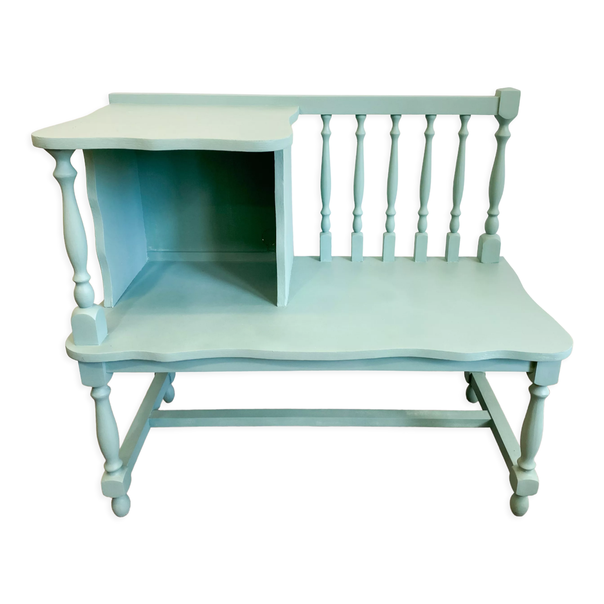 Restyled green phone bench and cushion