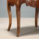 Antique baroque bedside table in walnut, olive wood, Italy, 18th century.