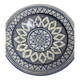 Moroccan dish in handcrafted sculpted ceramic, blue geometric patterns and