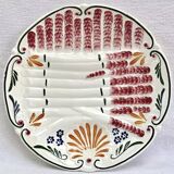 Set of 6 old Onnaing barbotine asparagus plates