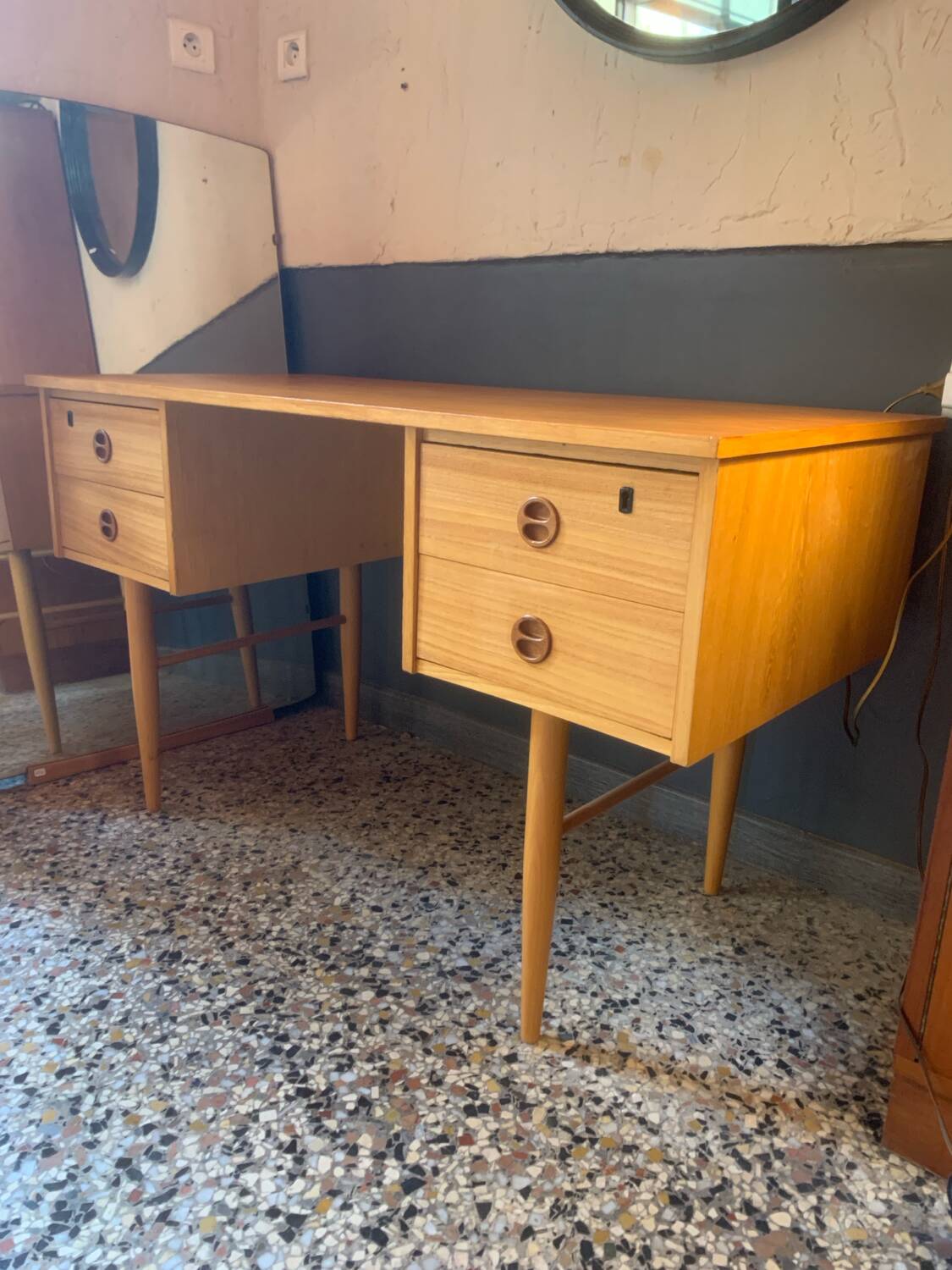 Scandinavian-style desk in light wood