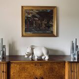 Ensemble de 2 lampes de table chromées Hollywood Regency, Sciolari Italie années 1970
