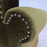 1970s, Danish lounge chair, high, furniture velour, ash wood legs.