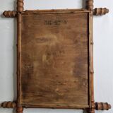 Miroir ancien style bambou tain altéré bois tourné fin XIXe siècle 50x42 cm