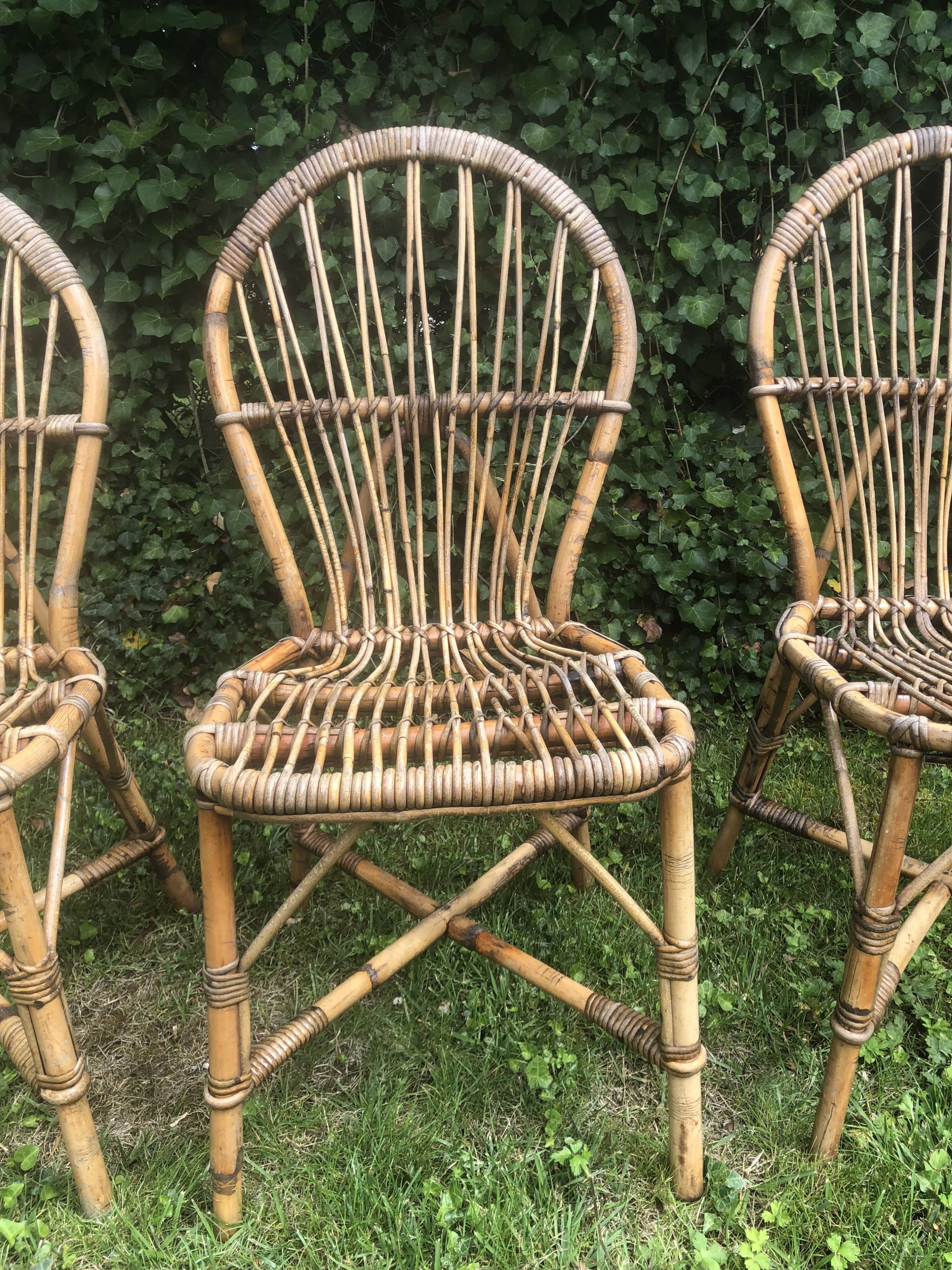 Ensemble de 4 chaises en rotin Audoux Minnet