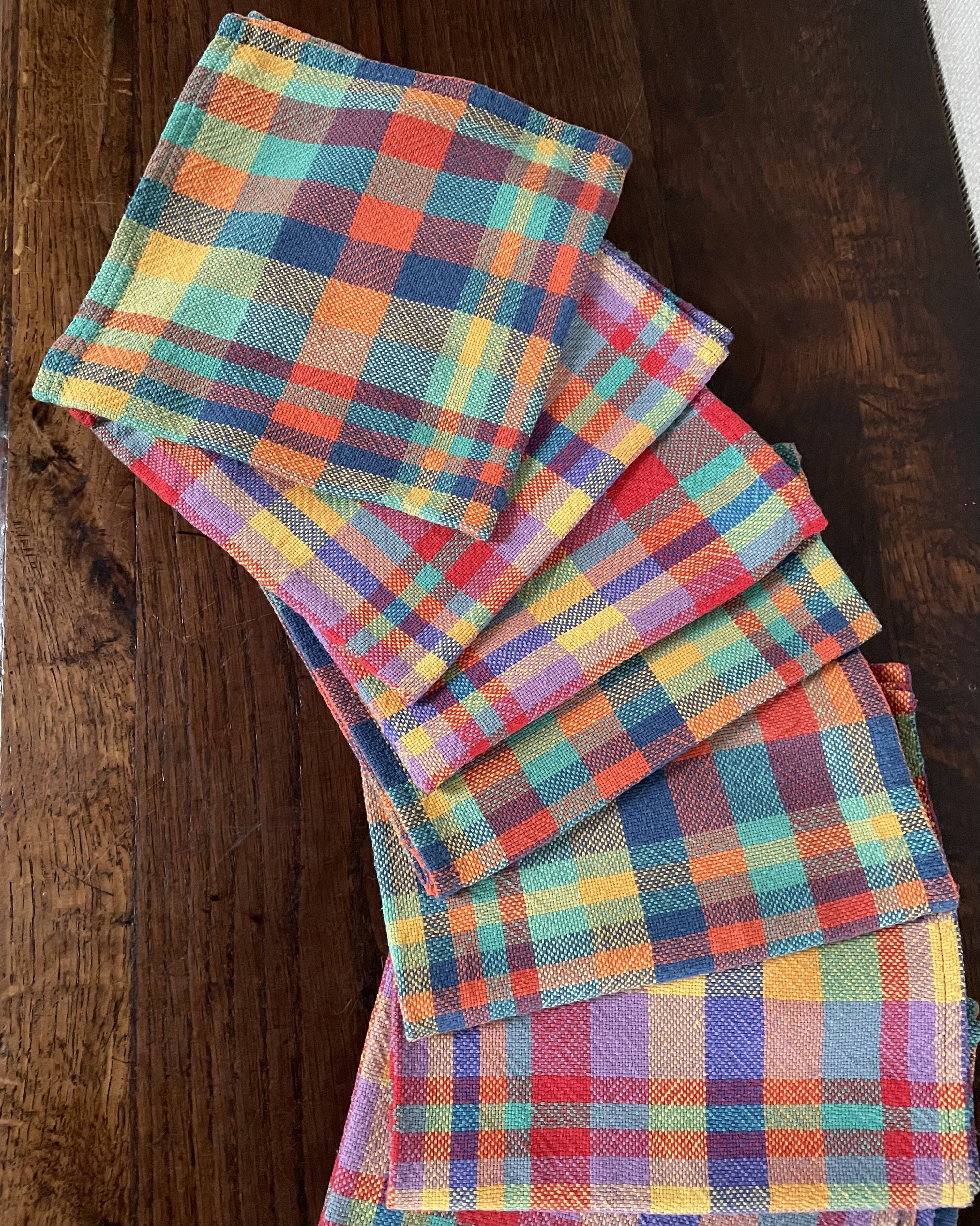 Set of 8 madras cotton napkins