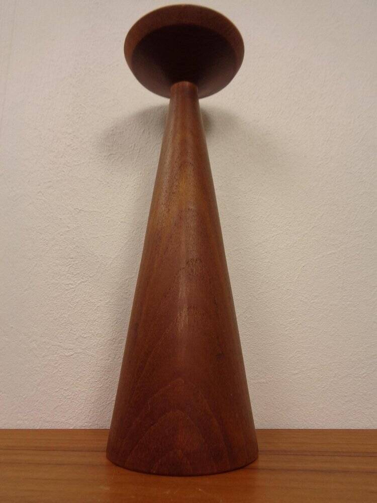 Large teak candleholder from Anri Form, Italy, 1960s.