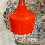 Suspension vintage en verre opalin orange, 1970s