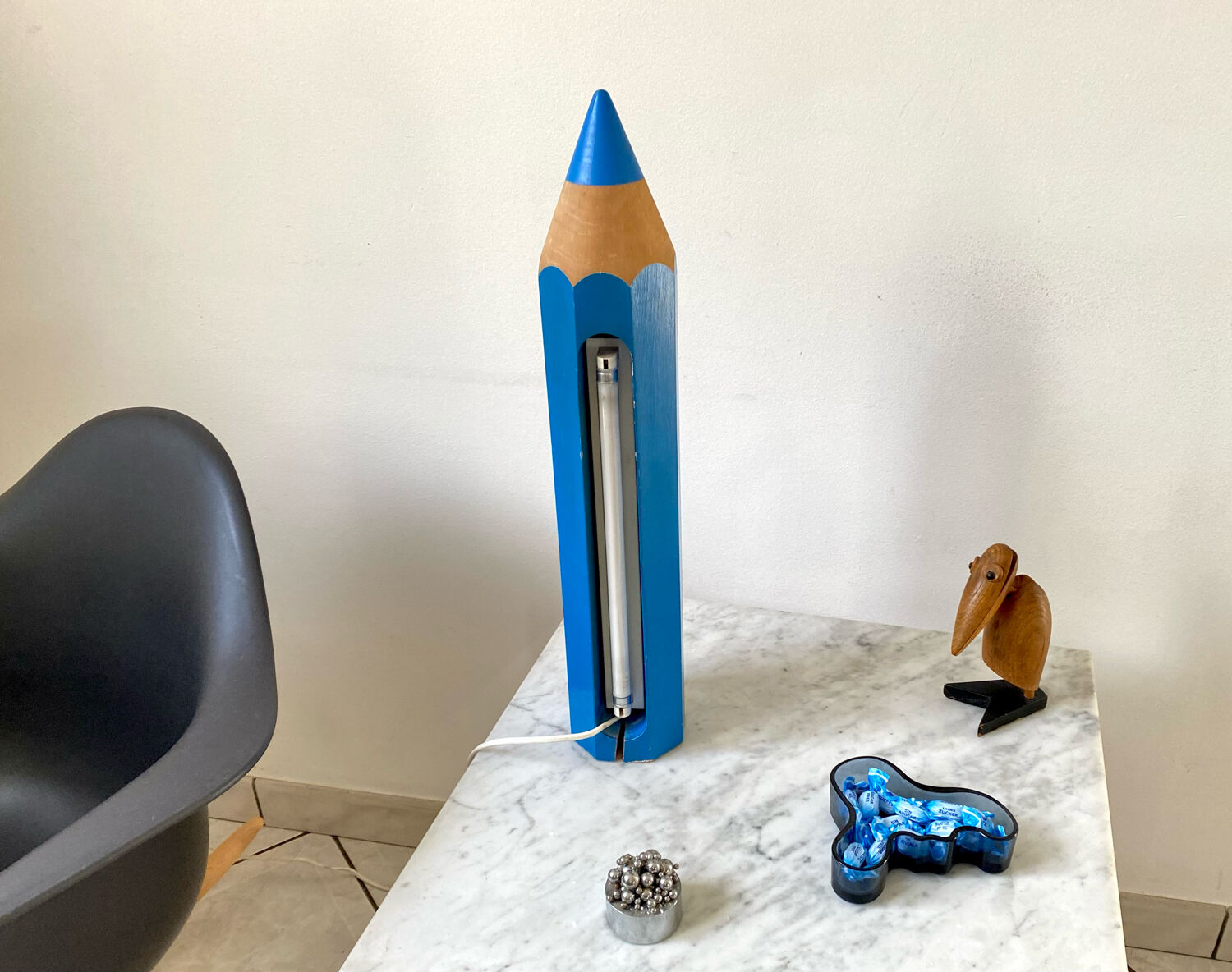 Stone pencil lamp Sala for Vilac Vintage minimalist 80s