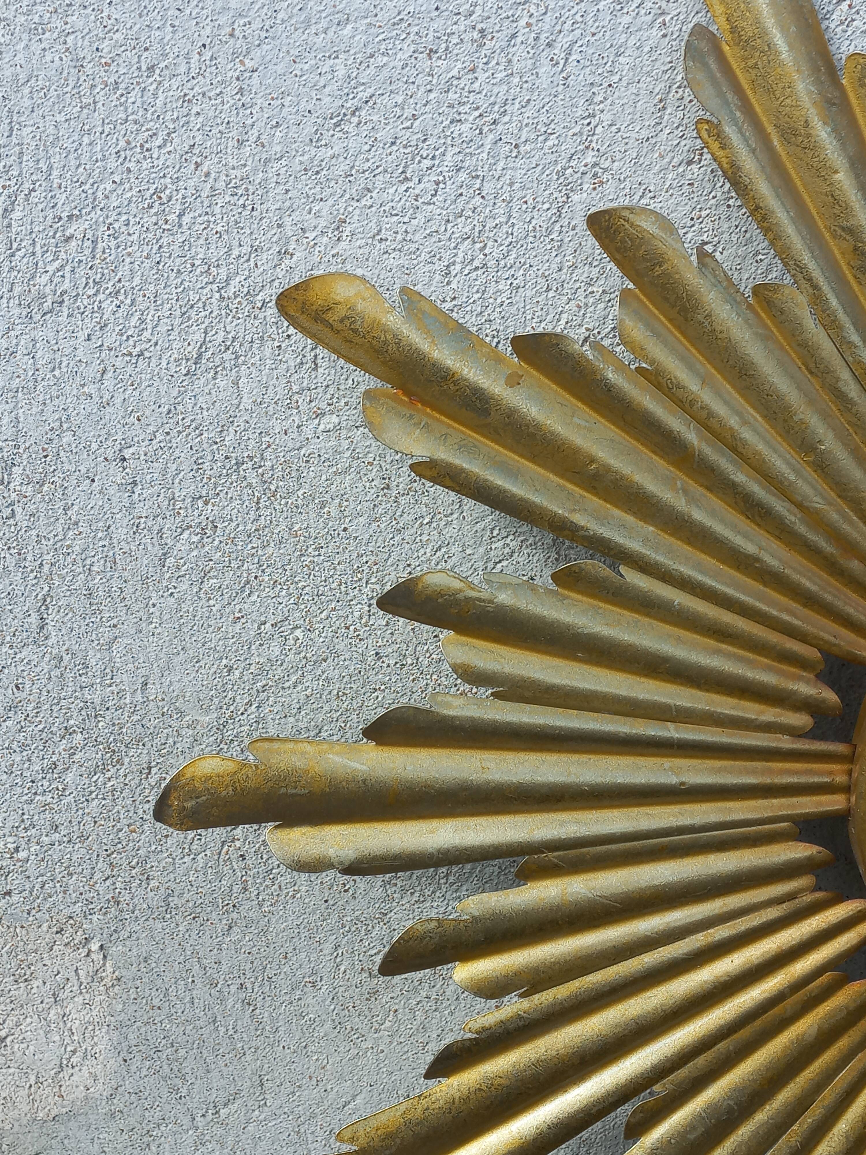 Gold metal sun mirror