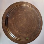 Table basse en bois nacre et plateau en laiton, travail Syrien