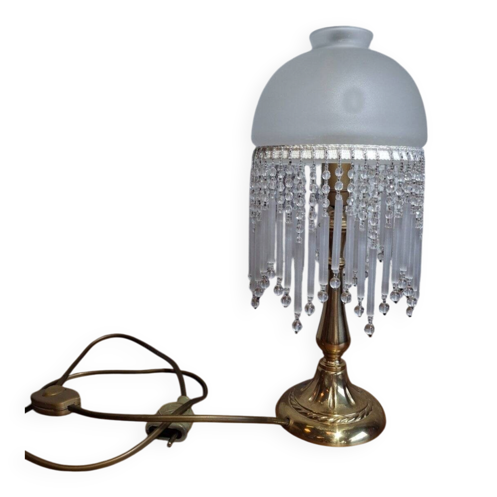 Art Nouveau lamp with blown glass pendants, early 20th century.