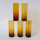 Set of 5 amber Long Drink glasses, 1970
