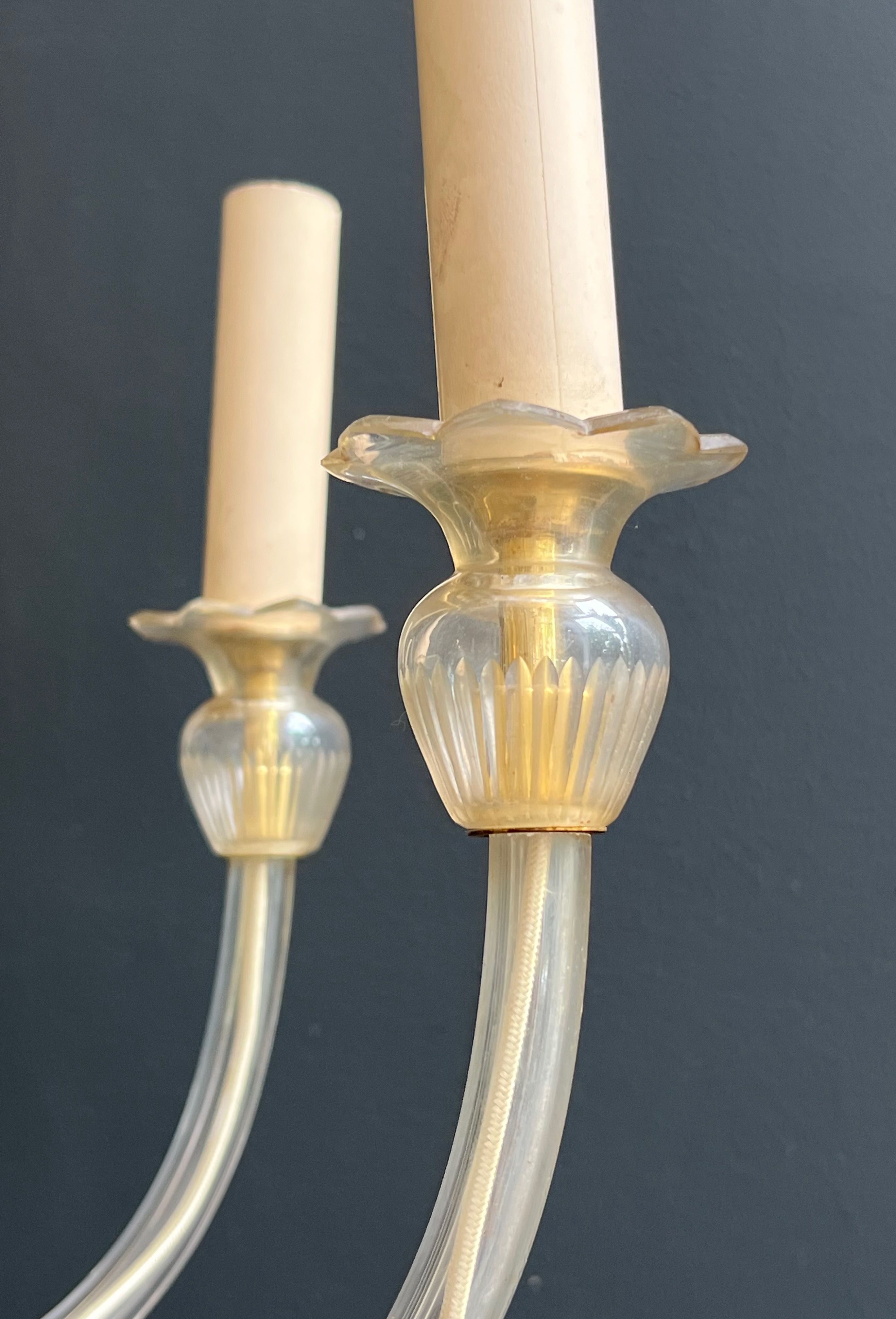Lustre en cristal de Murano à 10 bras de lumière, travail italien, vers 1970