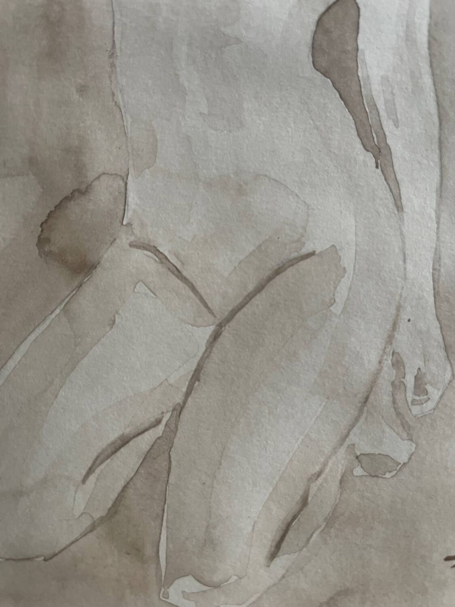 Signed watercolour monochrome painting of a female portrait "Hammam"