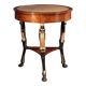 Antique Empire side table in cherry wood and alabaster, Italy, 19th century.