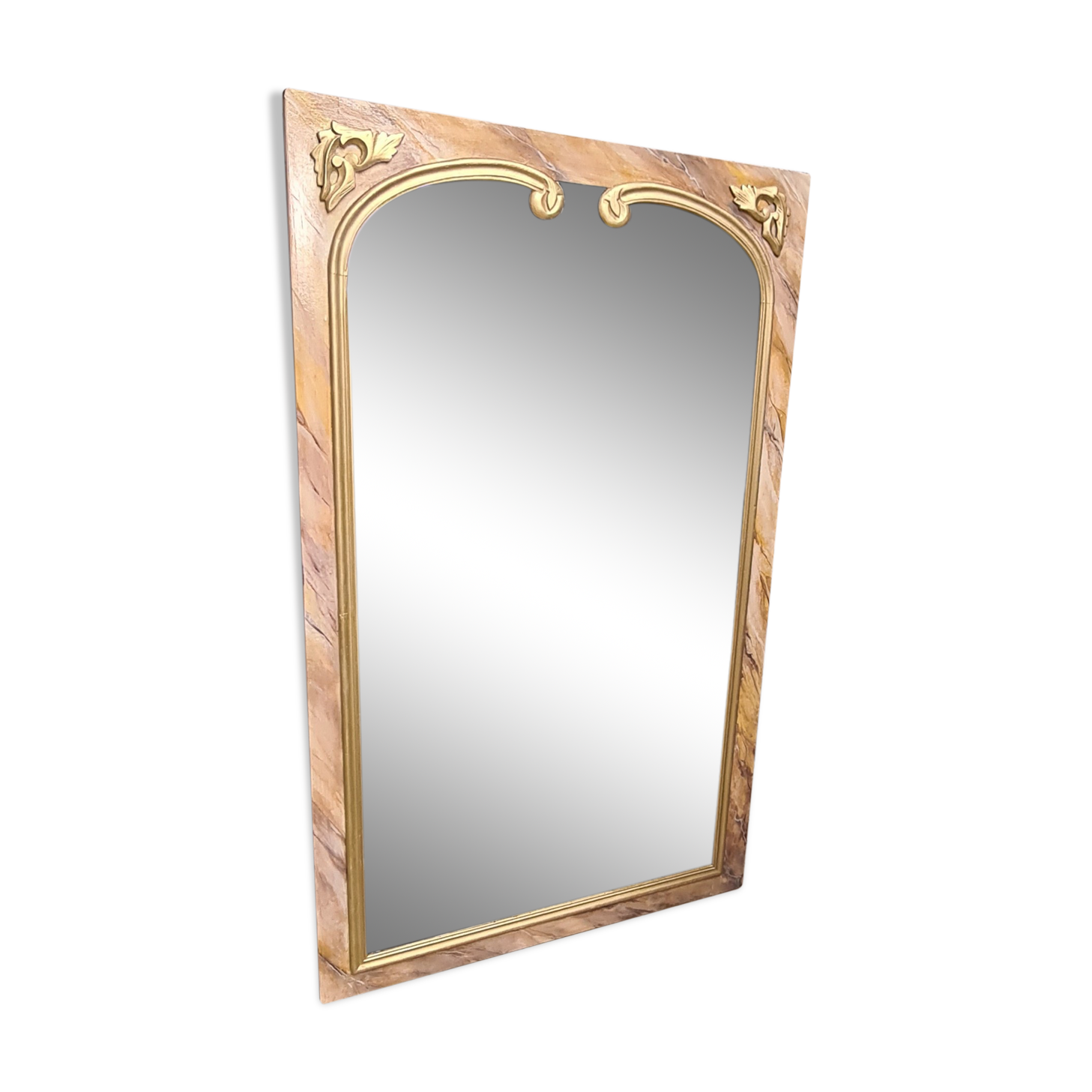 Mirror wood faux marble, 134x80 mercury glass