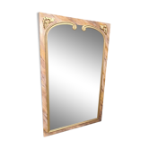 Miroir bois faux marbre, 134x80 verre au mercure