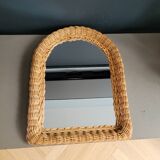 Vintage woven rattan mirror