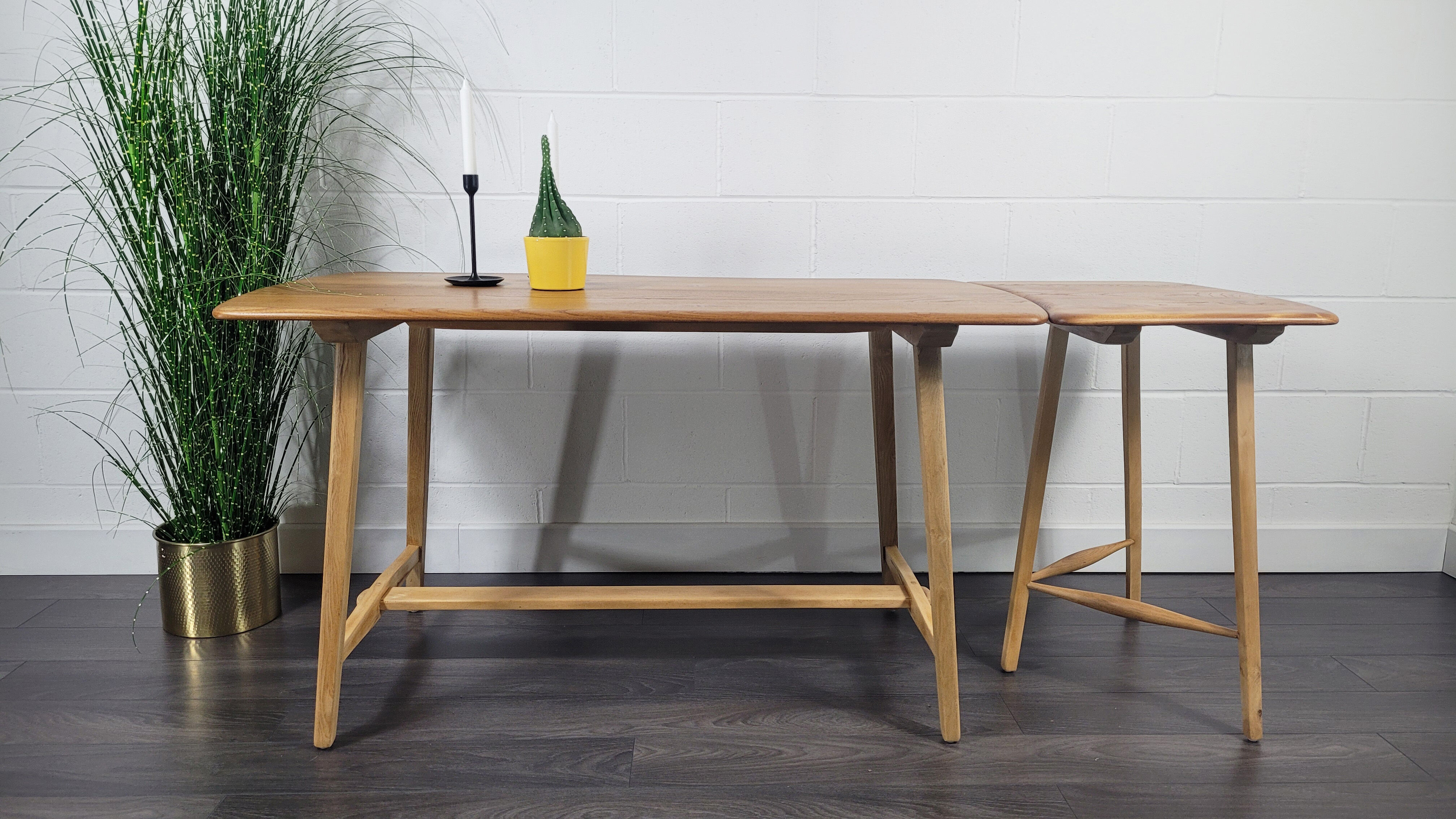 Ercol CC 41 Plank Dining Table & Extension Table, 1950s, 1960s