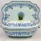 Gien, vegetable dish, soup tureen and its lid in fine earthenware, Rouen decoration.