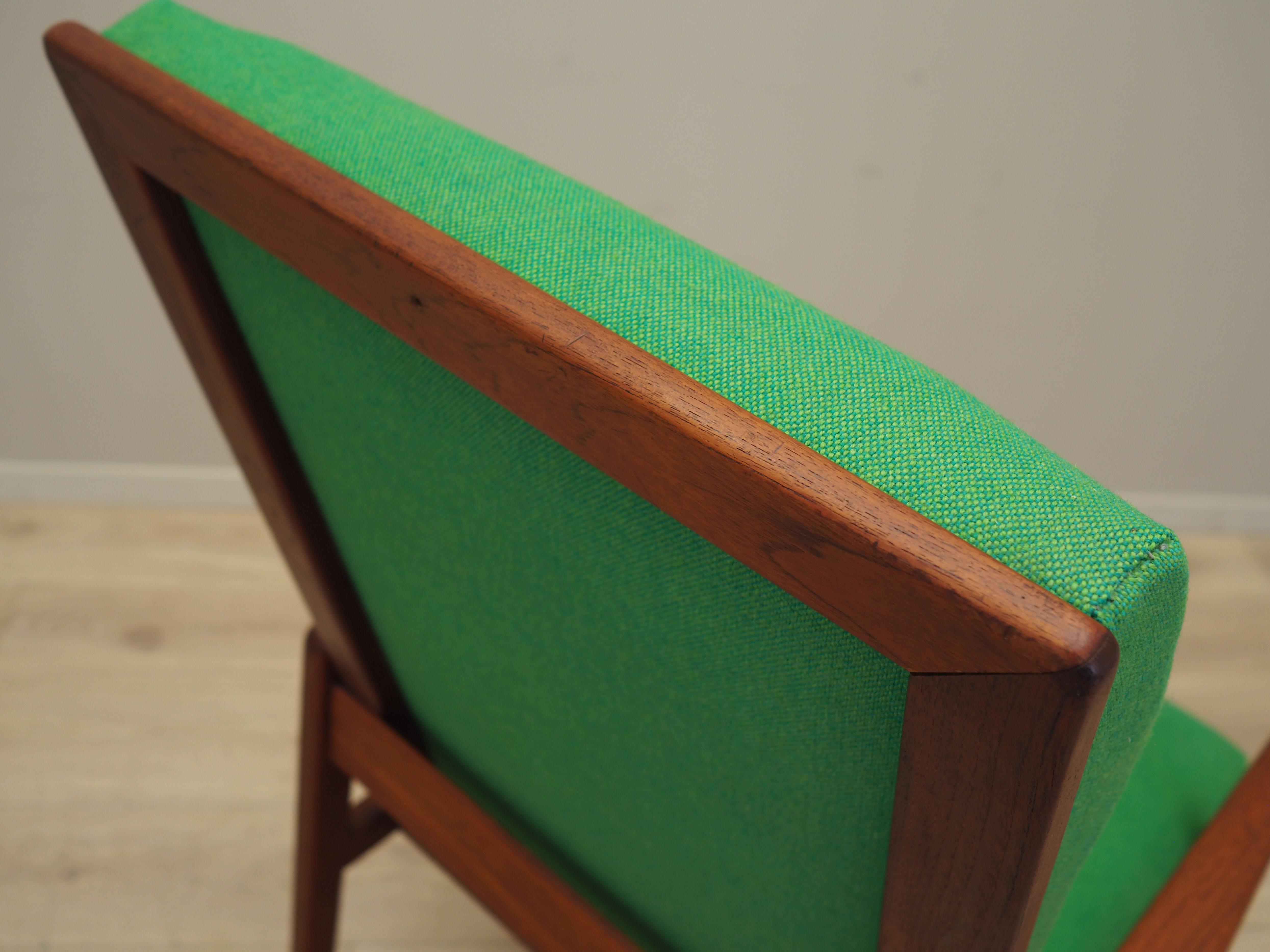 Teak green armchair, Danish design, 1970s, production: Denmark