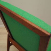 Fauteuil danois en teck et tissu vert, années 1970