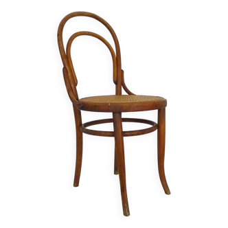 Bistro chair in wood and canework. The 50's