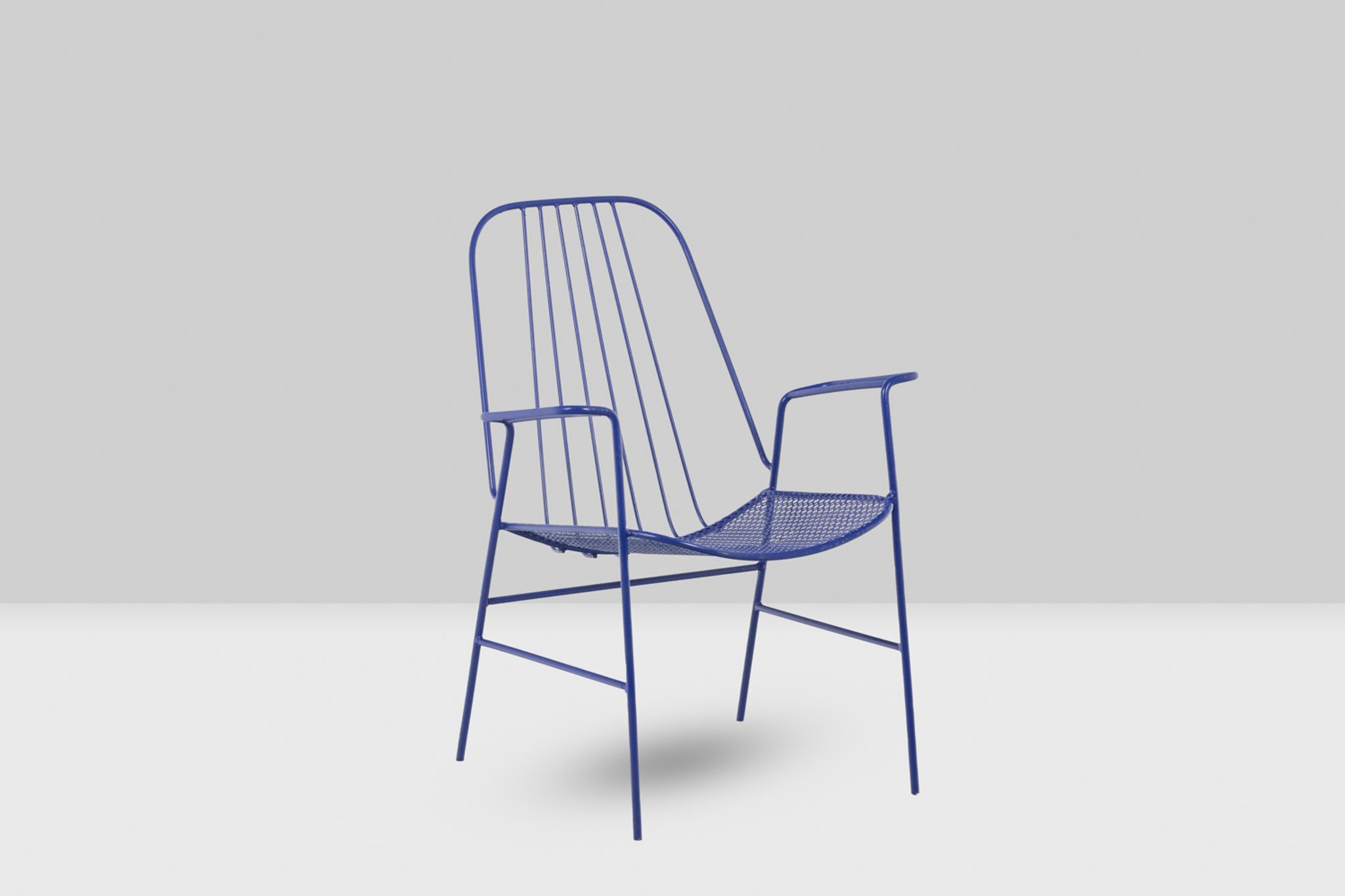 Pair of openwork iron armchairs, 1960s