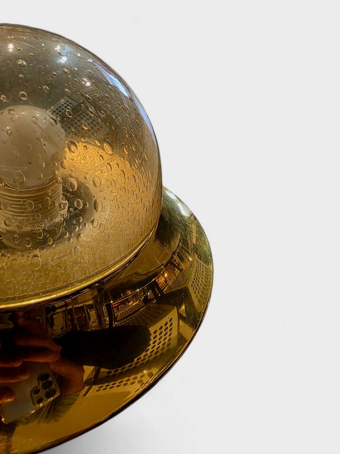 Vintage Austrian wall light in amber bubble glass