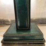 Pied de lampe en cuir vert vers 1960