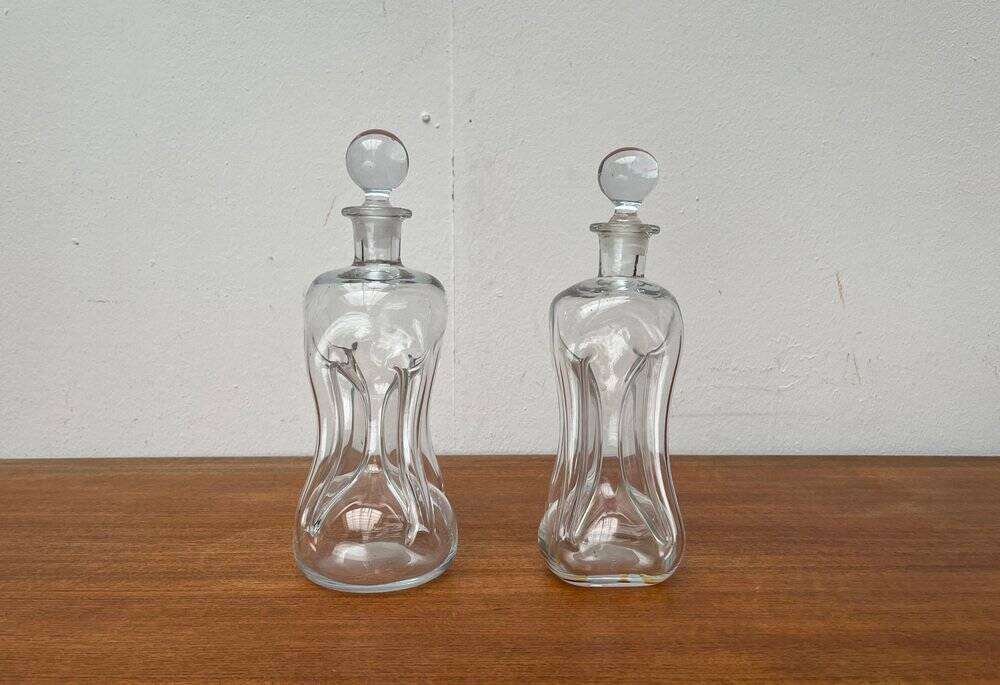 Danish Vintage Kluk Kluk Glass Bottles from Holmegaard, 1970s, Set of 2