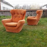 Pair of Steiner velvet armchairs