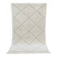 Small white Moroccan rug with diamond patterns