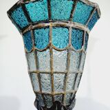Suspension à lumière en verre bleu