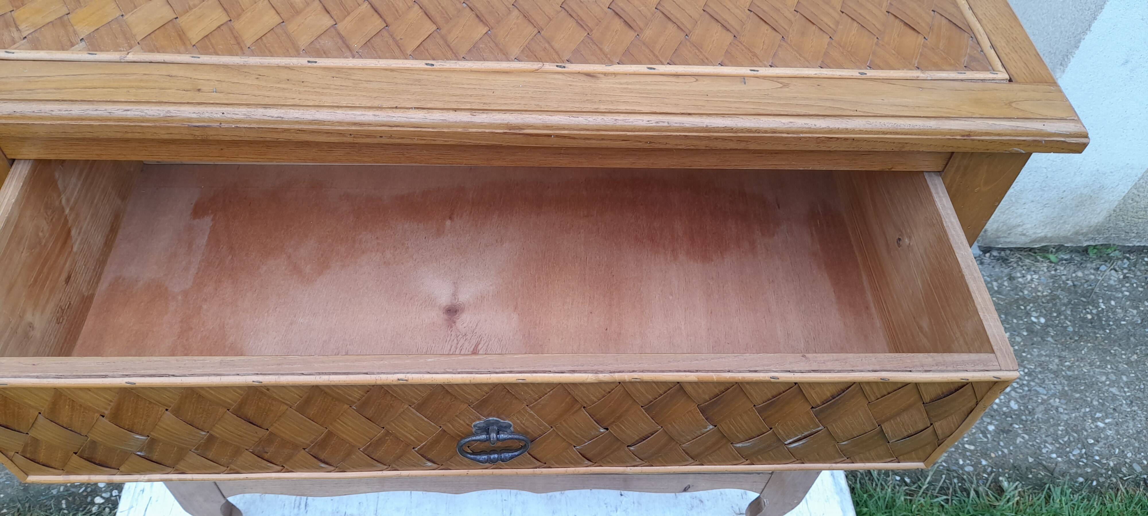 Commode 3 tiroirs avec dessus et façade en bambou L 83 cm