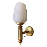 Portuguese opaline glass and wood wall sconce light
