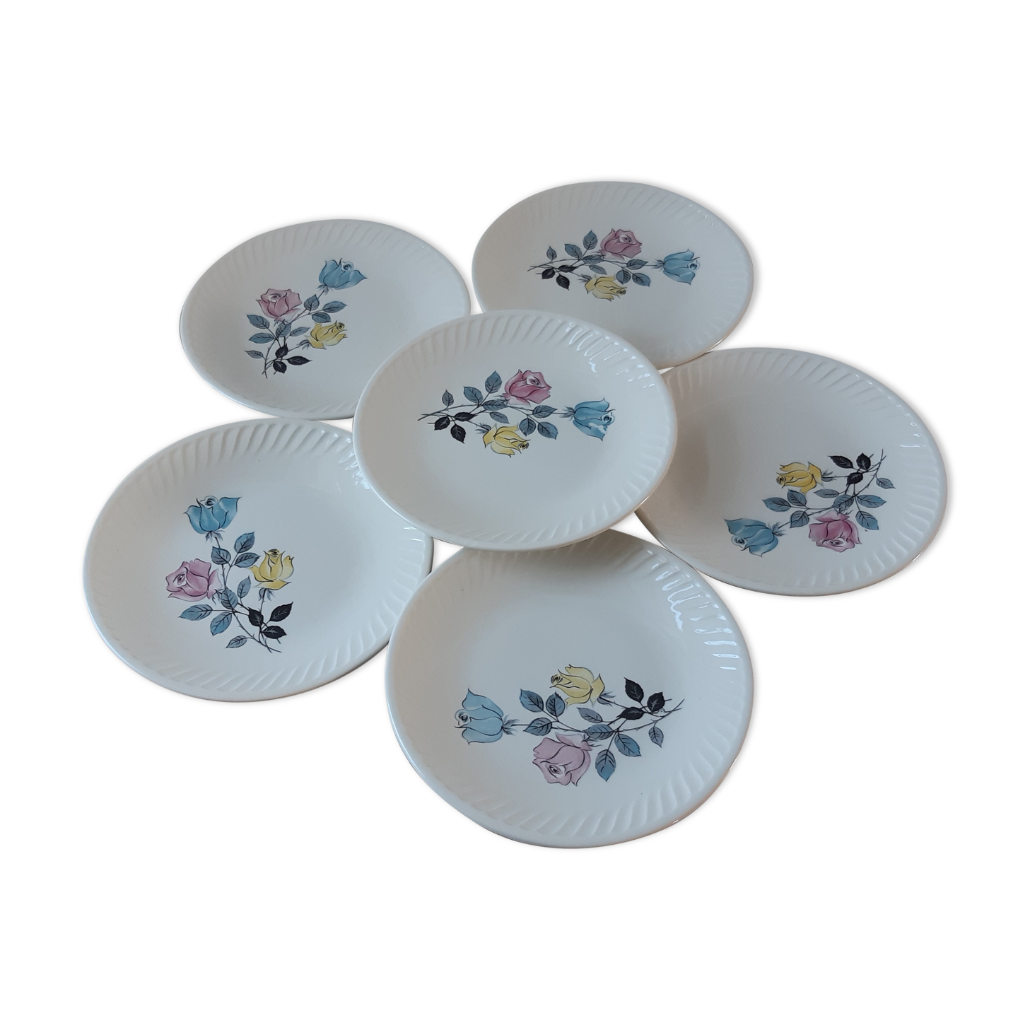 Lot de 6 assiettes plates Gien modèle Marjolaine