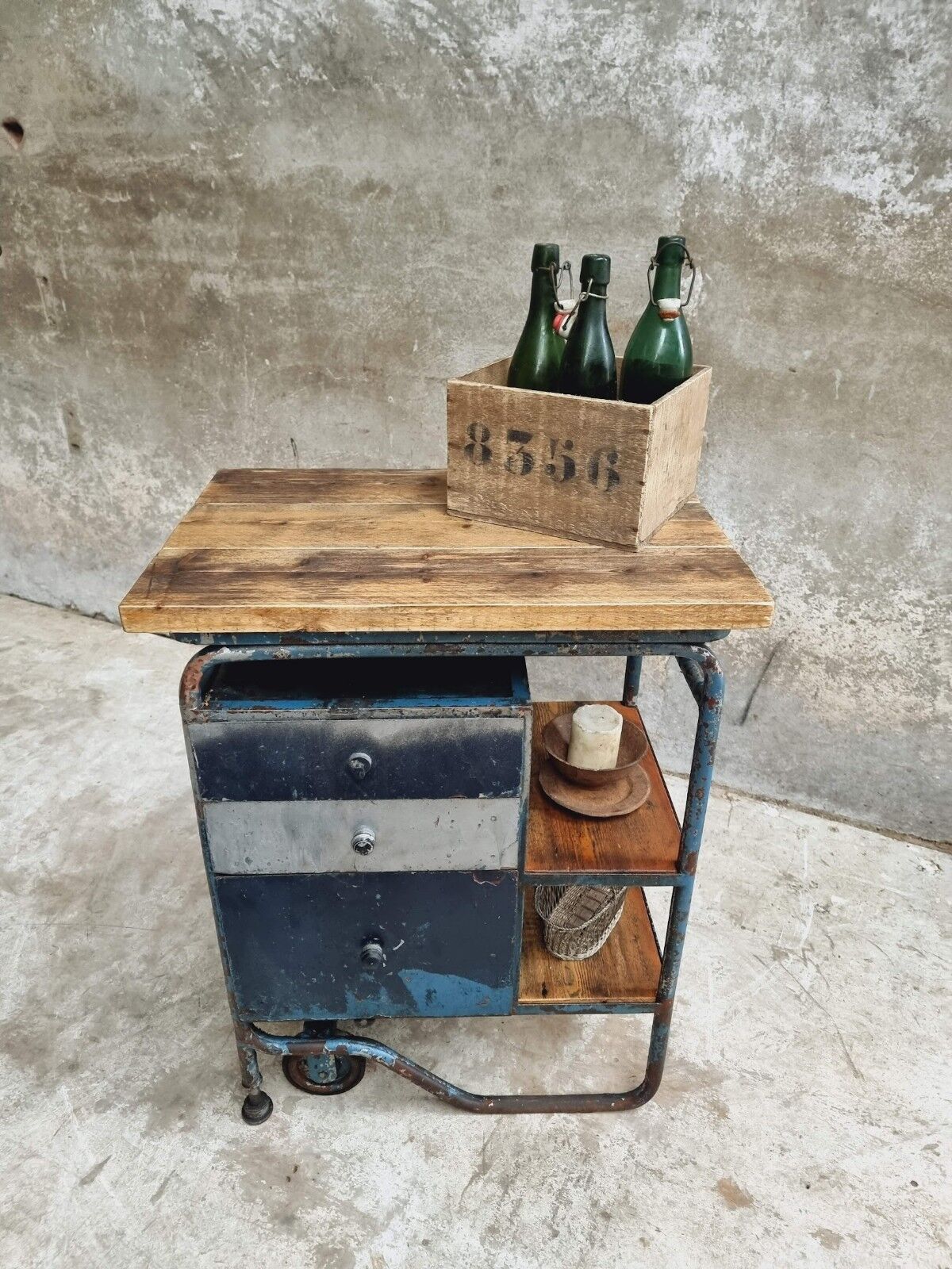 Industrial trolley workbench Citroen chest of drawers