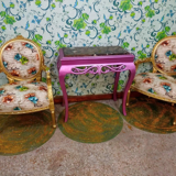 Pair of armchairs Louis XV style printed flower