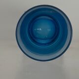 4 blue crystal glasses with rectangular base