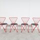 Vintage red metal dining chairs, 1980s