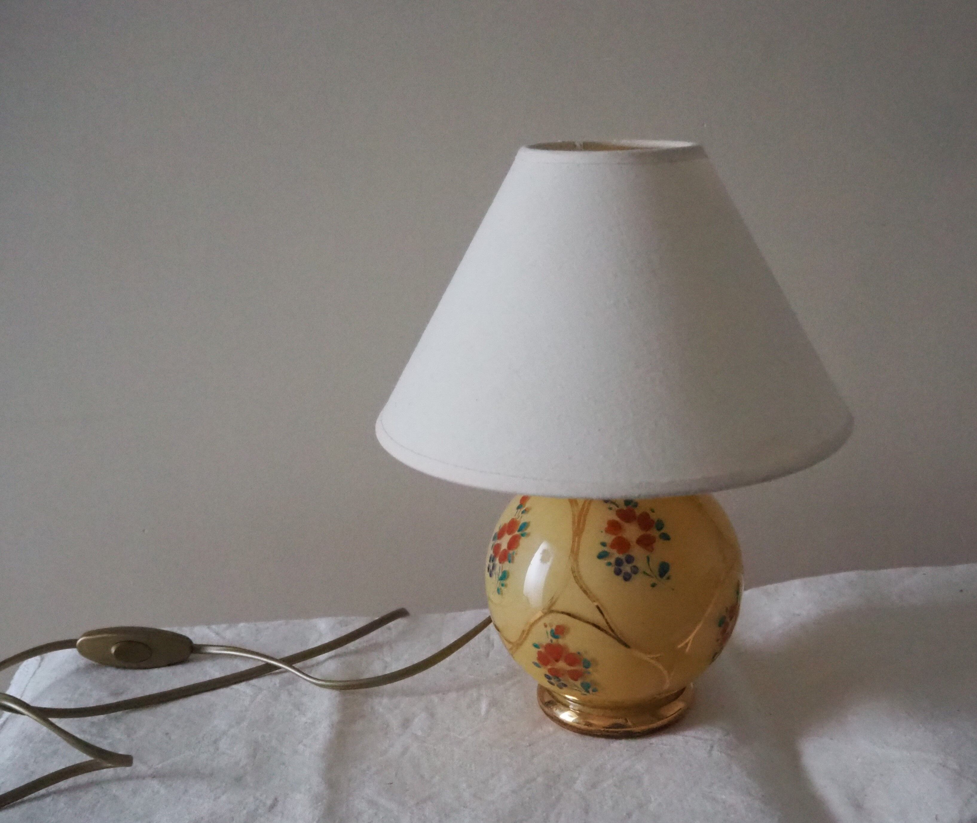 Old lamp foot ball to pose / table / bedside / side glass – floral print