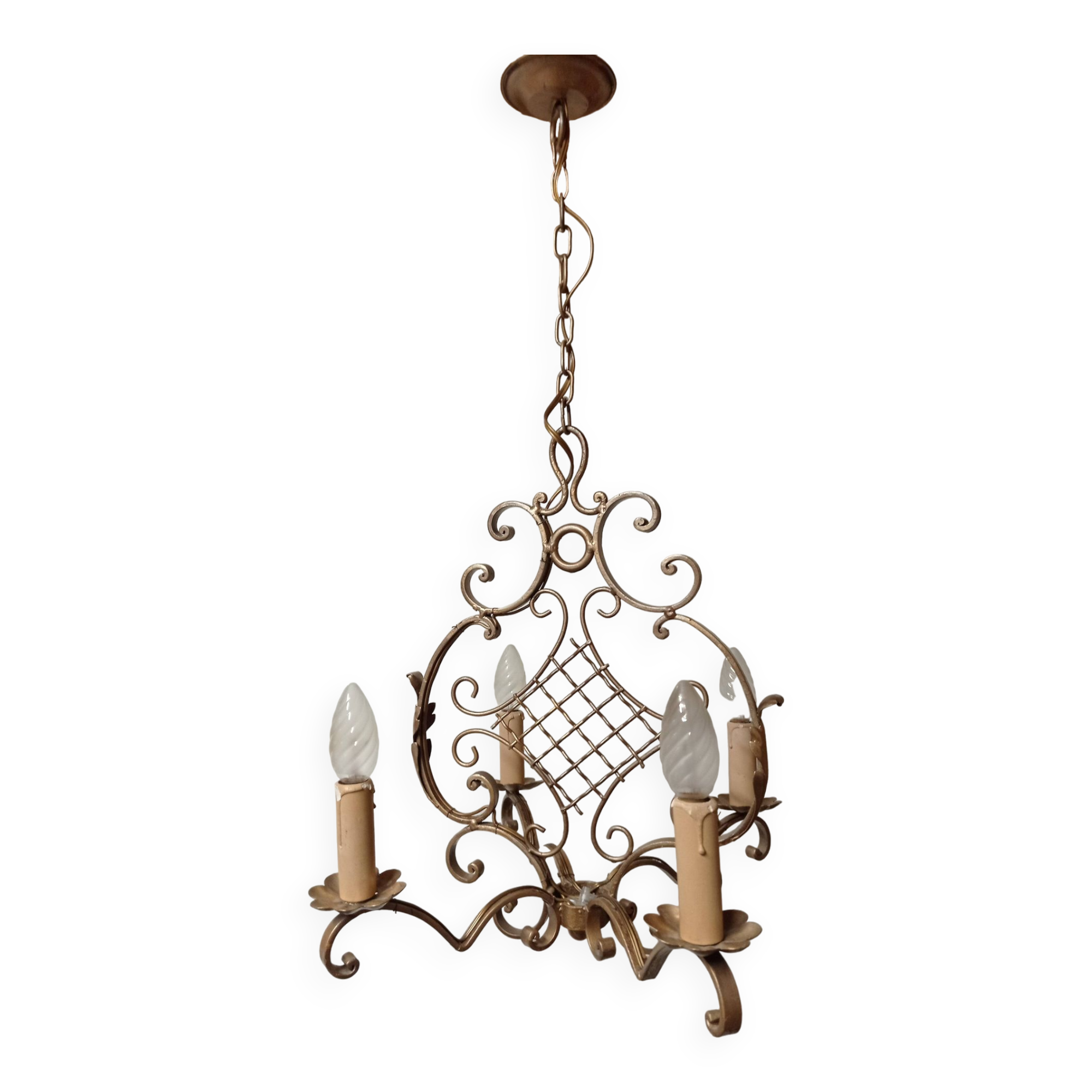 Bronze Cross Chandelier, 1940s